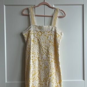 Yellow Crochet Overlay Dress